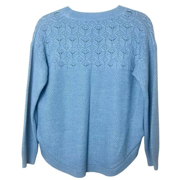 Fat Face Emmy Textured Crewneck Curved Hem Sweater Blue Sz 6 - Picture 9 of 12